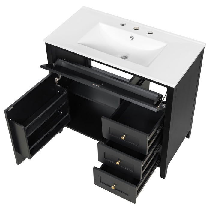 Bathroom Vanity With Sink, Cabinet With 3 Drawers And Adjustable Shelf
