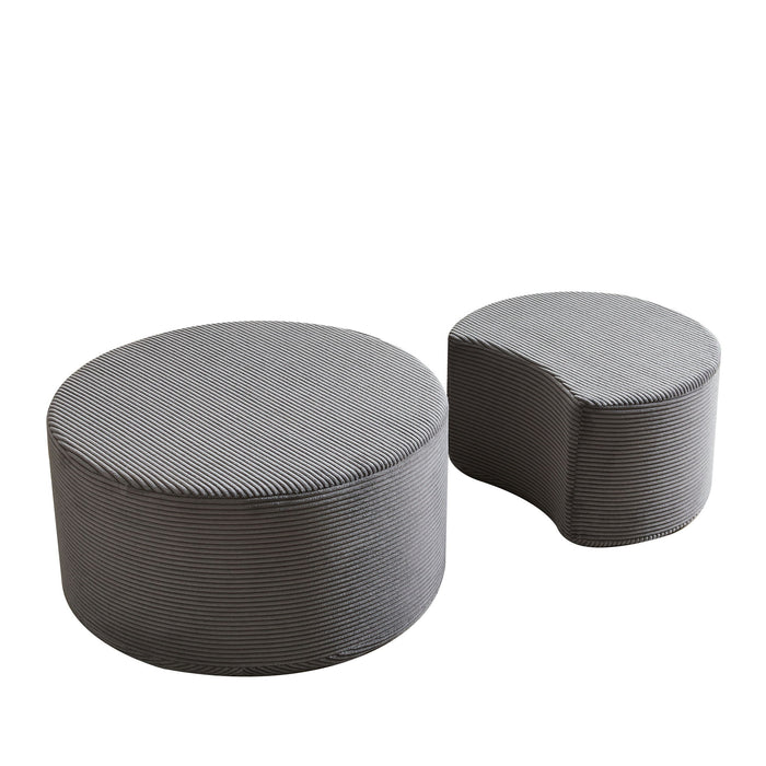 Modern Upholstered Round Coffee Table For Living Room (Set of 2)