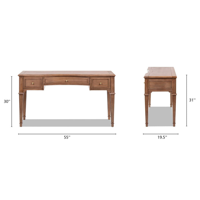 Dauphin - 3 Drawer Executive Desk - Brown