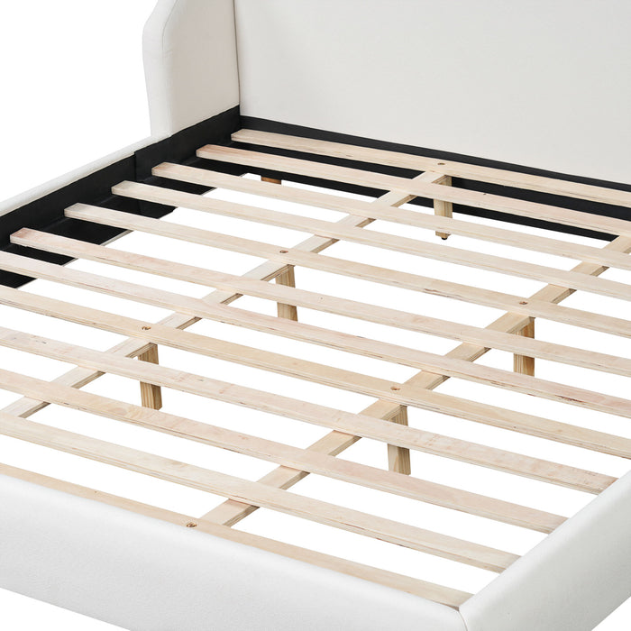 Modern Upholstered Bed Frame With Wingback Headboard