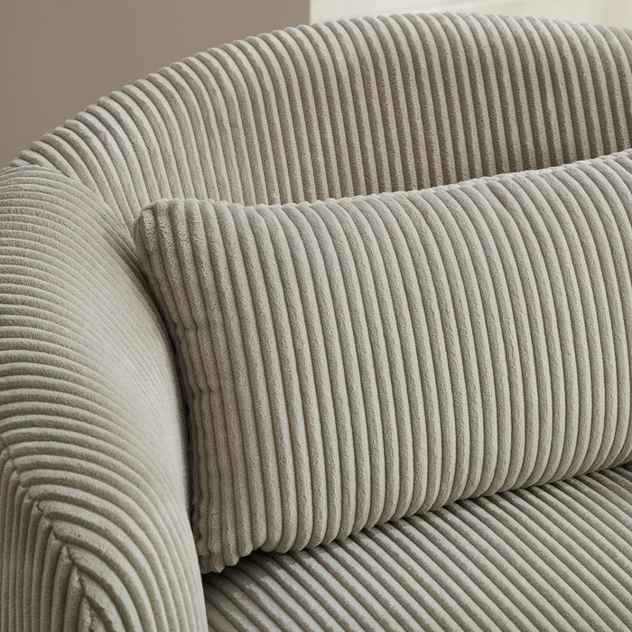 Wide Upholstered Corduroy 360° Swivel Barrel Soft Chair With Pillow