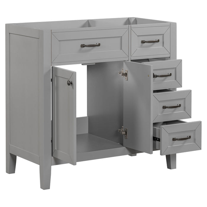 Modern Bathroom Vanity Base Only, 2 Doors And 3 Drawers