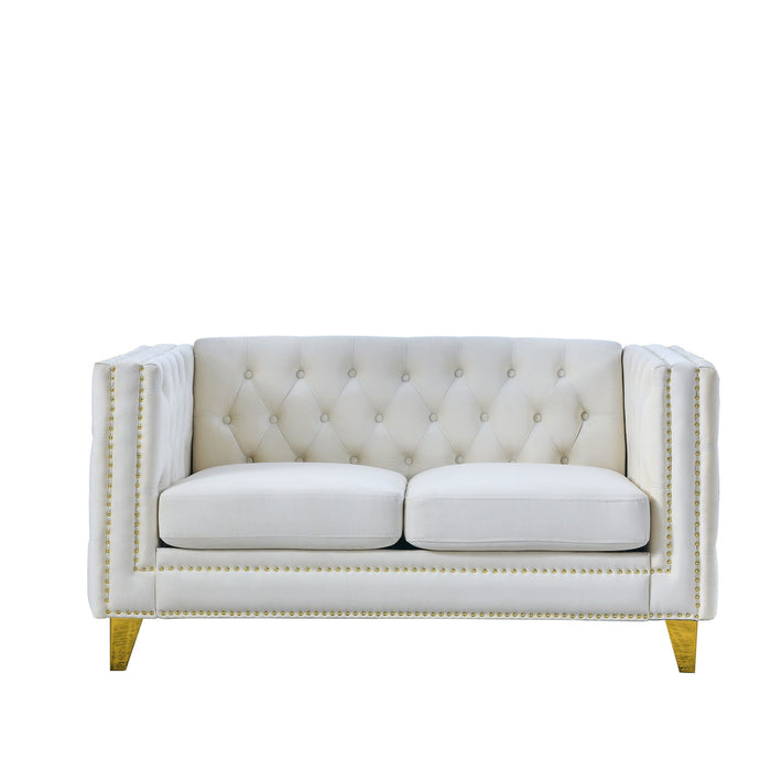Upholstered Couch Sofa With Button Tufting For Living Room