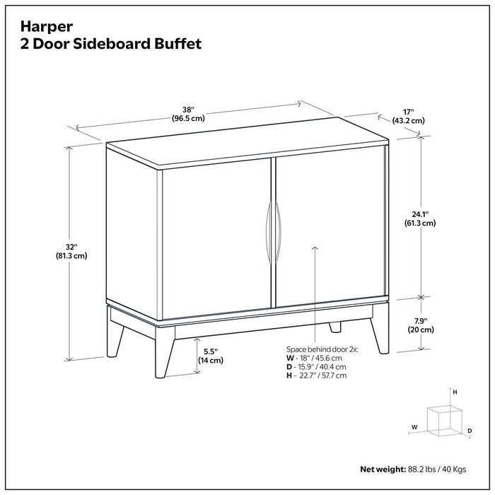 Harper - 2 Door Sideboard Buffet - Walnut Brown