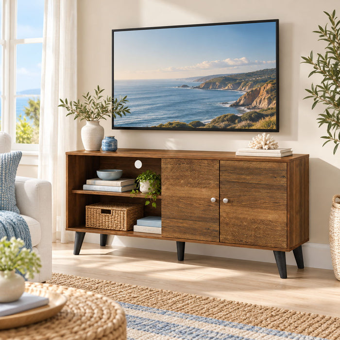 Amidon - TV Stand, With 2 Storage Shelves And 1 Cabinet
