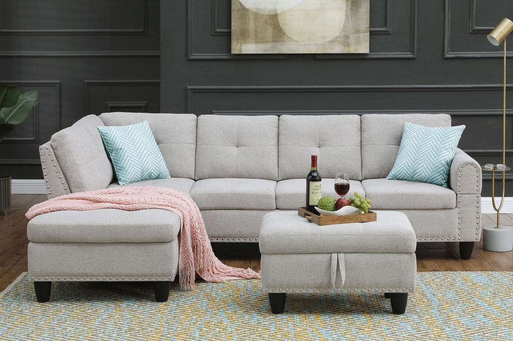 Alger - 98" Wide Left Hand Facing Sofa & Chaise With Ottoman