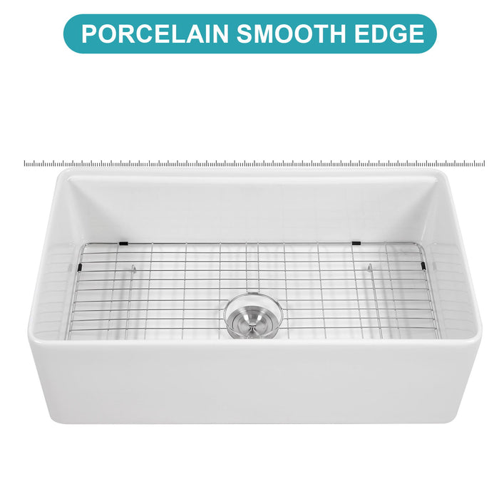 Kitchen Sink Workstation 33" Single Bowl Sink With Work Surface - White