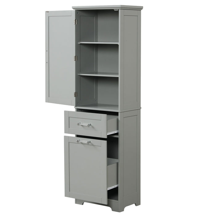 Tall Freestanding Bathroom Storage Cabinet With Adjustable Shelf And 2 Drawers