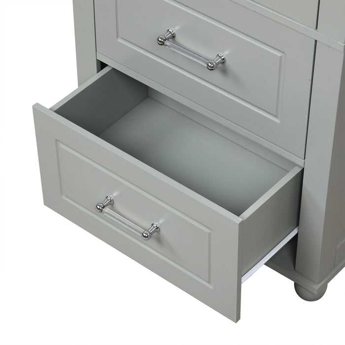 Tall Freestanding Bathroom Storage Cabinet With 2 Drawers And Adjustable Shelf