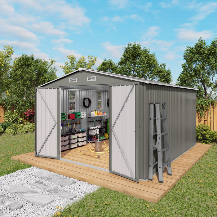 Outdoor Storage Shed With Lockable Doors