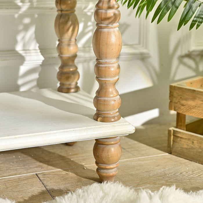 Arched Flower Carved Door Accent Sideboard Cabinet With 1 Drawer And Shelf, Cabinet For Kitchen - Natural / White