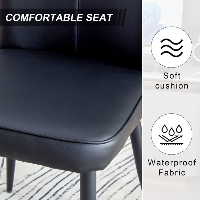 Modern Chair Set 4 Pieces With Vertical Backrest Design For Kitchen And Living Rooms - Black