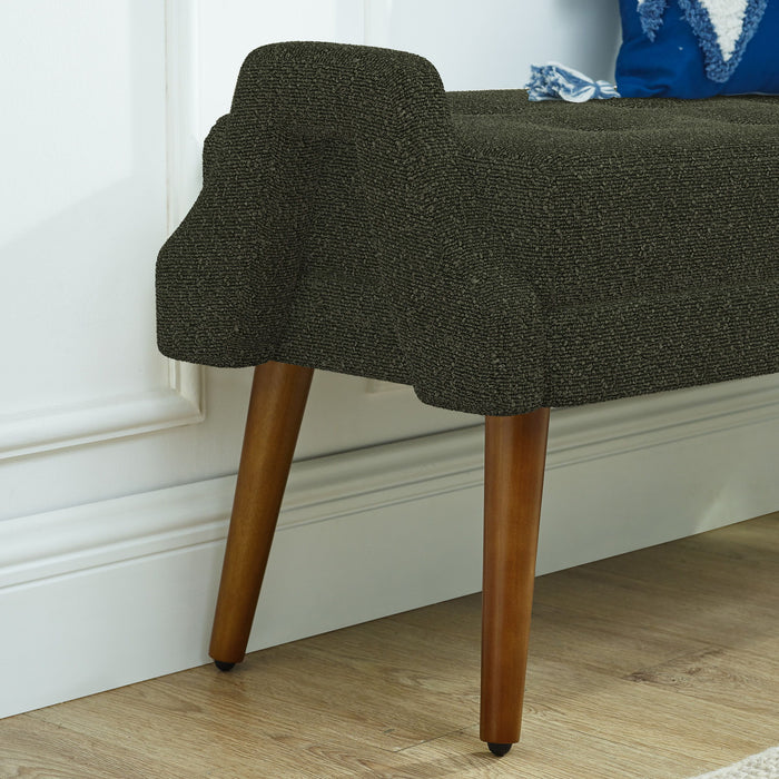 Modern Living Room Bench With Looped Yarn Fabric And Rubber Wooden Legs