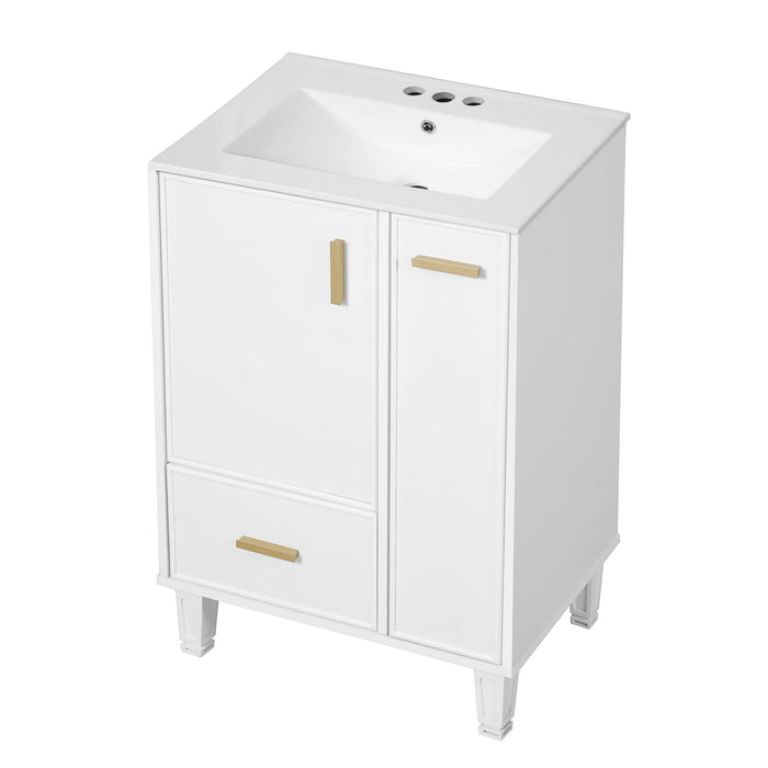 Bathroom Vanity With Sink, Deep Drawer, Door Shelf, 2 Tier Basket