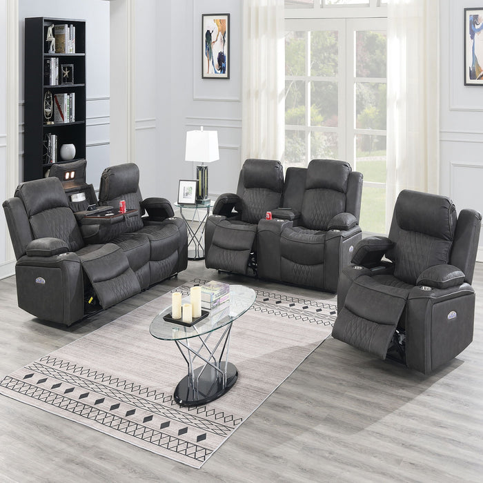Power Motion Living Room Set With USB Port, Adjustable Headrest, Cup Holder