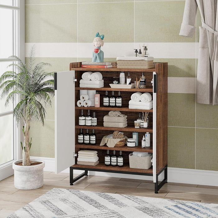 5 Tier Shoe Cabinet With Doors, Compact Entryway Storage Organizer