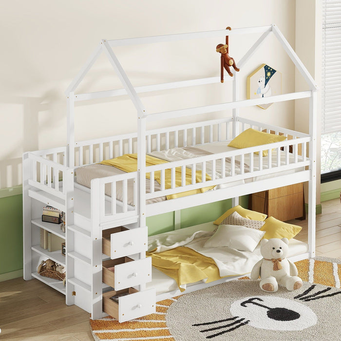 Bunk Bed With Shelves And Drawers, Storage Focused Design