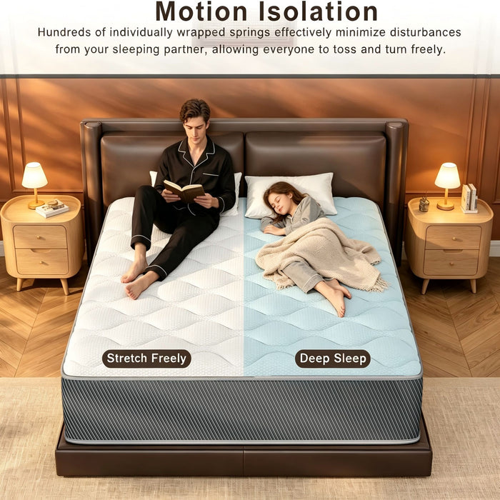 12" Hybrid Mattress With Individual Pocket Coils, Memory Foam