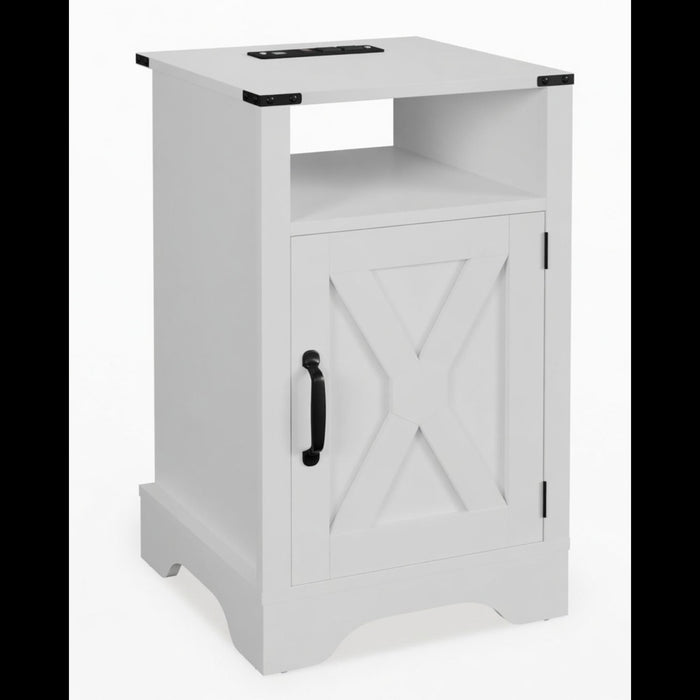 Farmhouse Nightstand, Charging Station & Storage