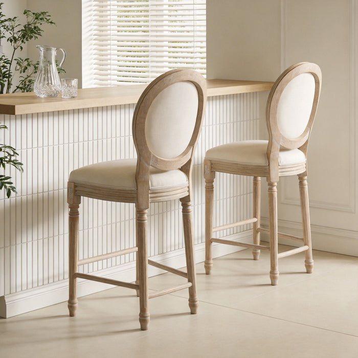 French Country Bar Chairs & Round Back (Set of 2)