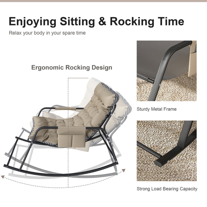Rocking Chair With Storage, Cushions & Armrests