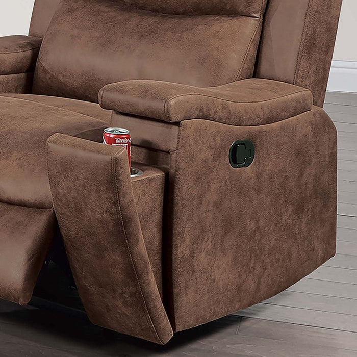 1 Piece Manual Recliner With Padded Seat And Backrest, Square Arms For Living Room - Walnut
