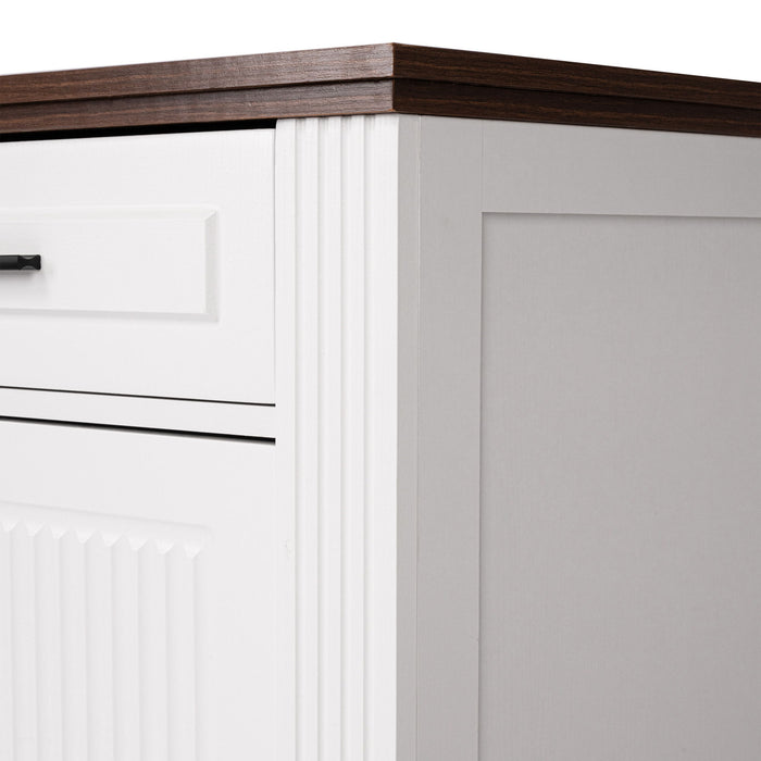 Fluted Sideboard Buffet Cabinet With 4 Doors And 3 Drawers