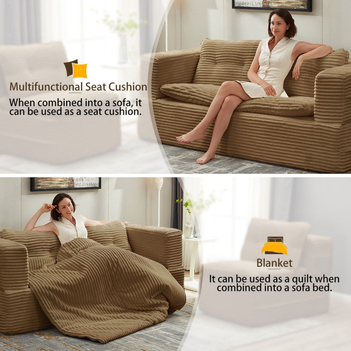 Multi Functional Sectional Sofa Bed With Independent Chaise Lounge And Functional Blanket