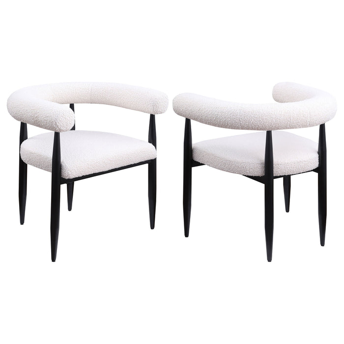 Notting - Upholstered Dining Arm Chair (Set of 2) In And Open C Shaped Backrest - Cream
