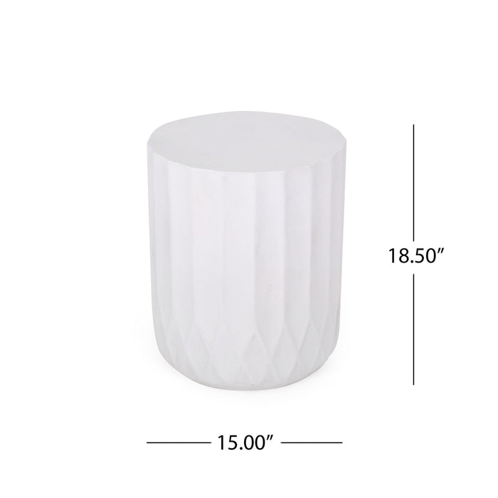 Outdoor End Table With Scallop Edge - Antique White