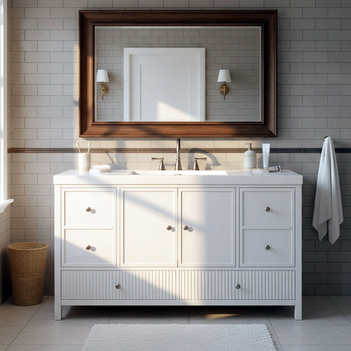 Bathroom Vanity With Separate Sink, Soft Close Doors And 4 Drawers