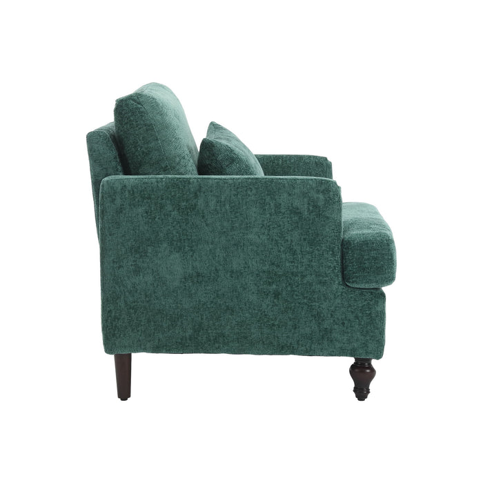 Modern Mid Century Wood Frame Armchair With Tufted Design