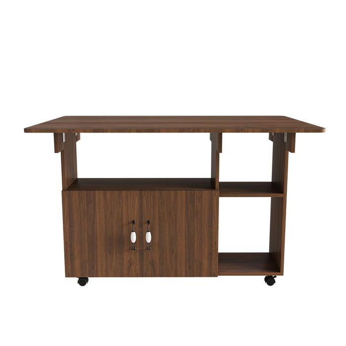 Multi Functional Folding Table With Storage Shelves And Wheels