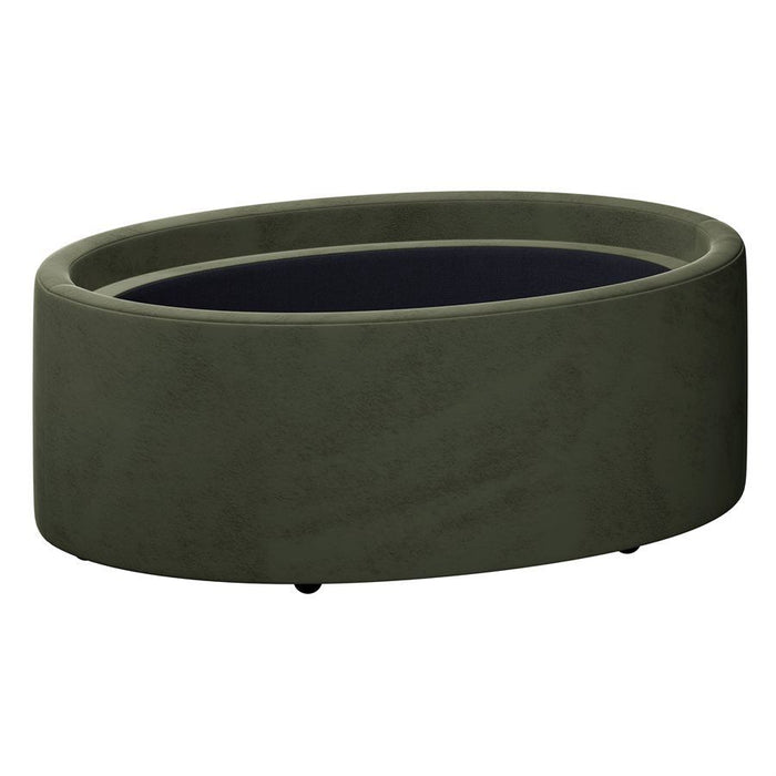 Casey - Reversible Tray Top Storage Ottoman With Polyester Velvet, Hidden Storage And Castors - Moss Green