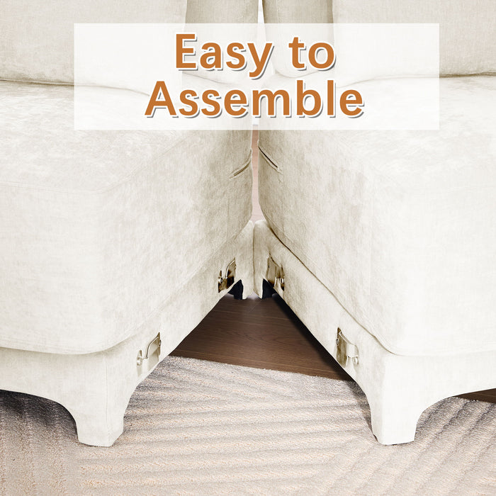 Stylish Sofa With Ottoman And Lumbar Pillows, Ergonomic Design