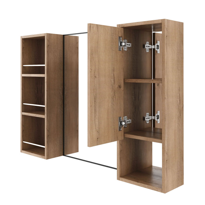 39.4" Wall Mounted Bathroom Cabinet With Storage And - Imitative Oak