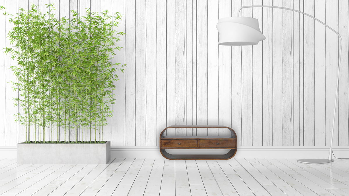 Curved Edge Media Unit With 2 Drawers - Chestnut