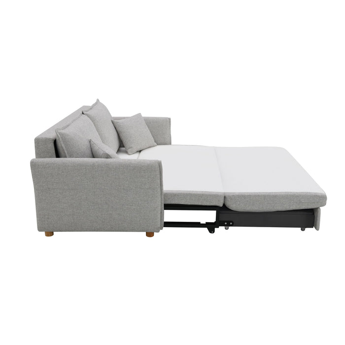 Oren - Chenille Sleeper Sectional Sofa With Storage 2 Toss Pillows - Gray