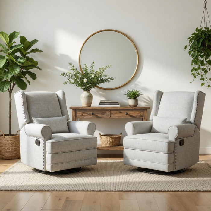 Extra Wide Swivel Recliner Glider Chair With Footrest