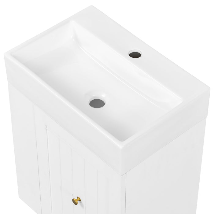 Modern Bathroom Vanity With Sink, Storage Cabinet, Drawer & Side Shelf