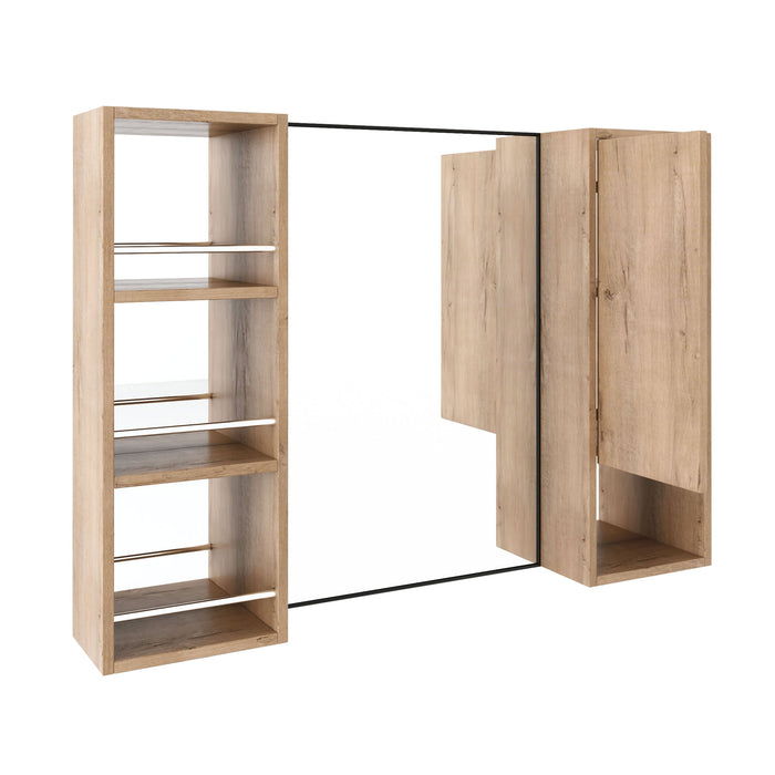 39.4" Wall Mounted Bathroom Cabinet With Storage And - Imitative Oak