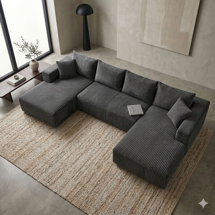 U-Shaped Modular Sectional Sofa With Double Chaise, Oversized Deep Seat For Living Room