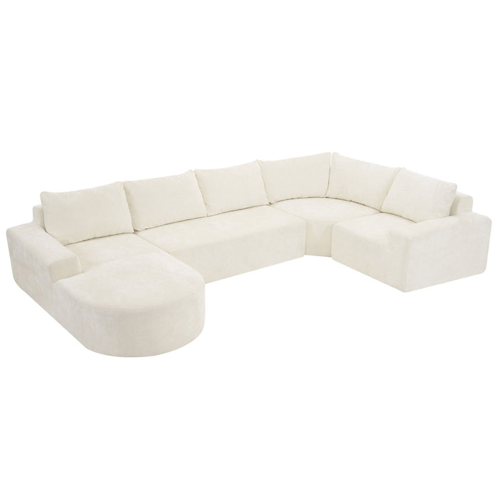 Modular Cloud Sectional Sofa Set, U-Shaped Upholstered Couch With Deep Seat