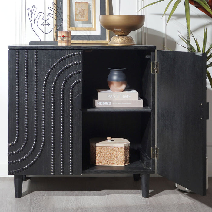 2 Door Storage Cabinet With Adjustable Shelf - Black