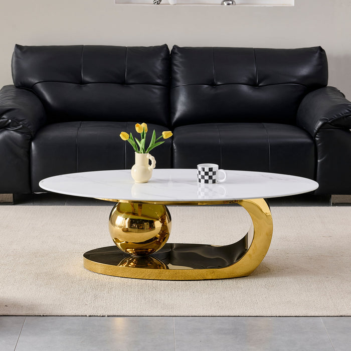 Oval Coffee Table With Geometric Precision