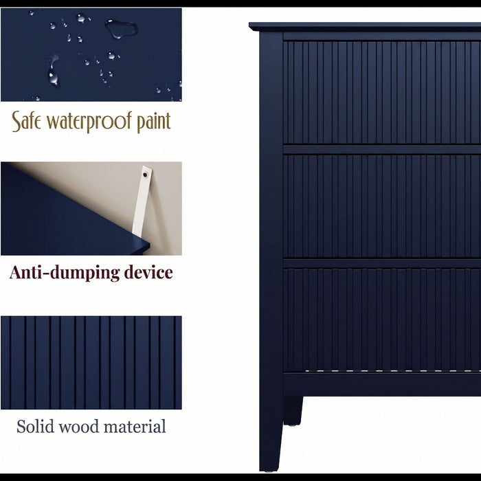 Fluted 3 Drawer Nightstand With Soft Close Slides