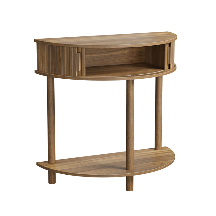 Half Moon Console Table For Living Room - Walnut