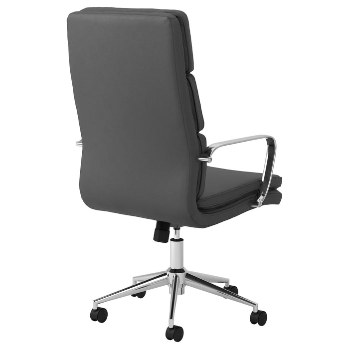 Upholstered Office Chair With Casters With Ergonomic Support And Adjustable Height - Gray