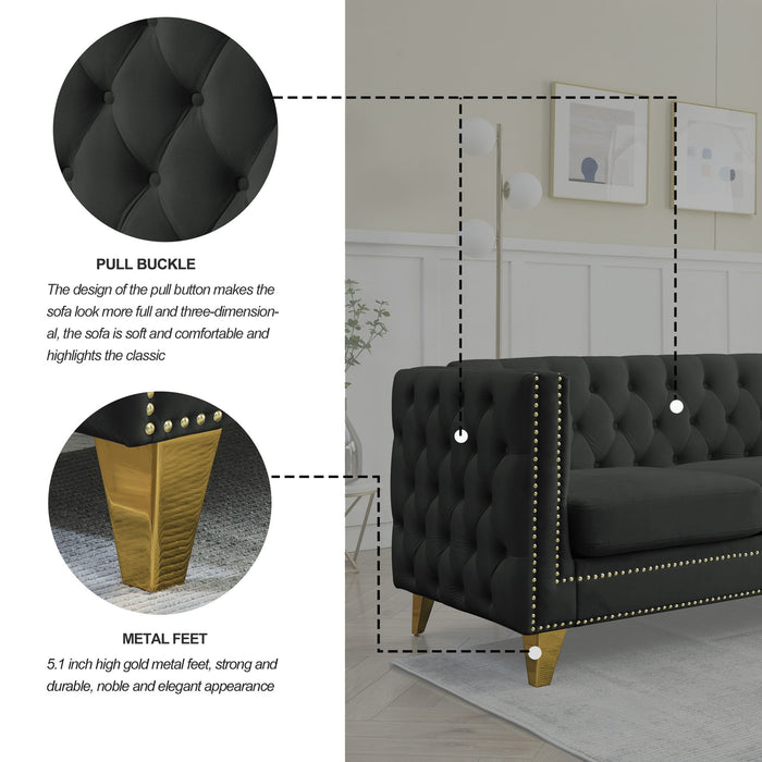 Modern Sofa With Button Tufting, Upholstered Couch For Living Room