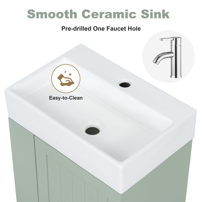 Modern Bathroom Vanity With Sink, Storage Cabinet, Drawer & Side Shelf
